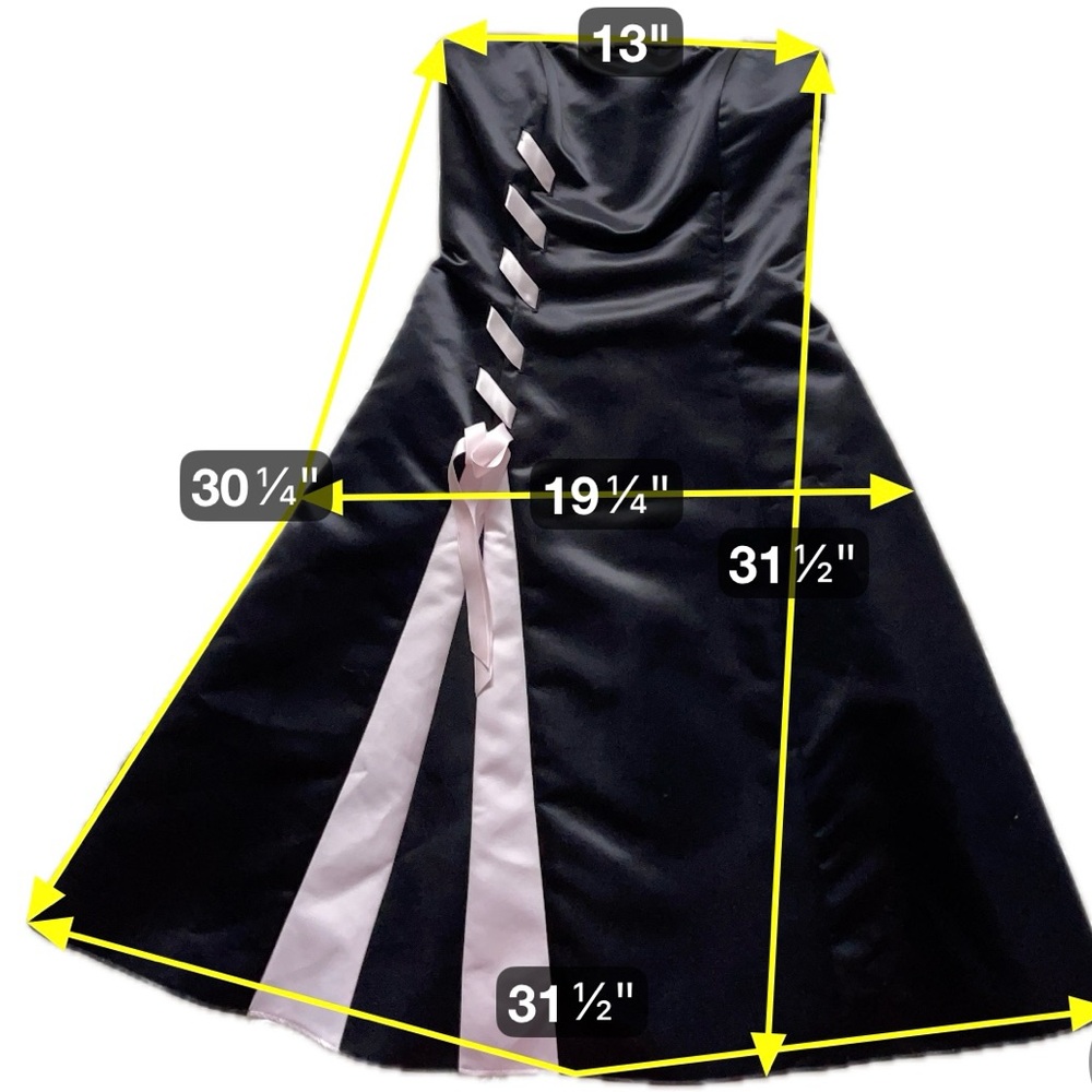 Vtg Gunne Sax Holiday Party Dress Black Pink Strapless Satin Dress Size‎ 4 - Picture 6 of 10
